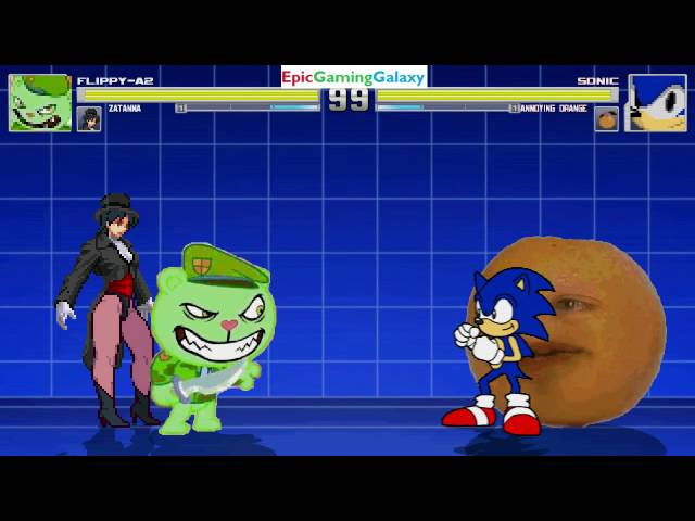 The Annoying Orange And Sonic The Hedgehog VS Flippy And Zatanna In A MUGEN Match / Battle / Fight