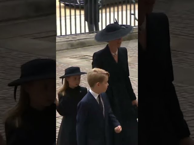 Kate, Camilla and Grandchildren Enter Queen's Funeral