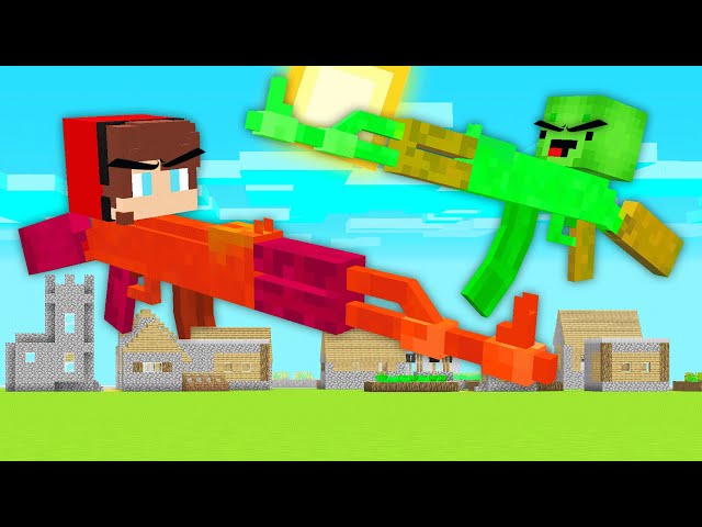 Why JJ and Mikey BECOME GUNS and ATTACK The Village in Minecraft ?!