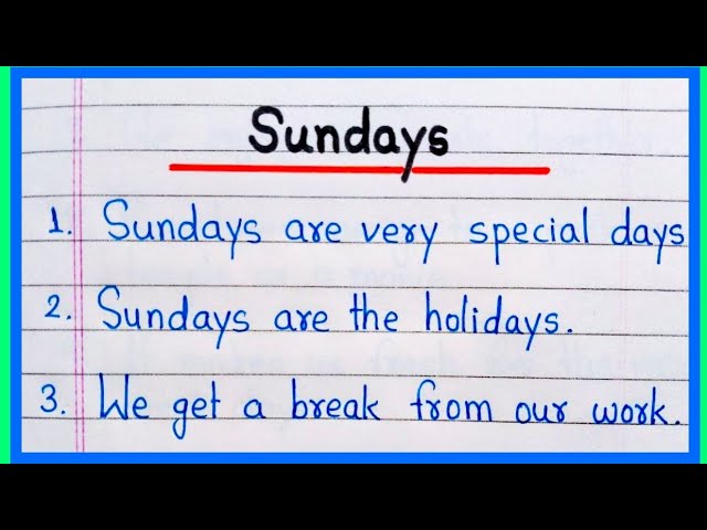 10 lines essay on Sundays in English | My favourite day Sunday essay writing