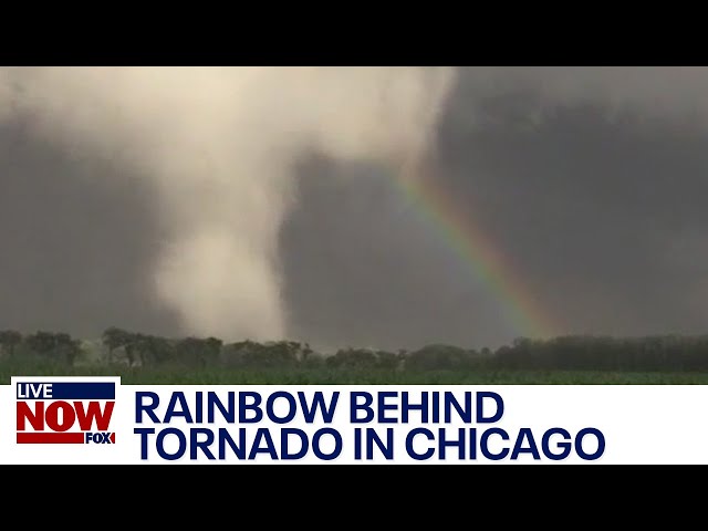 Rainbow behind tornado: Multiple tornadoes touch down near Chicago | LiveNOW from FOX