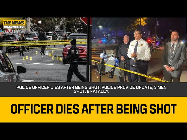 Police officer dies after being shot, police provide update, 3 men shot, 2 fatally.