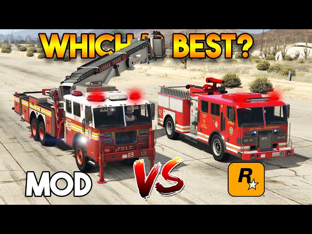 GTA 5 FIRE TRUCK VS MODDED FIRE TRUCK (ROCKSTAR GAMES VS MODDER)