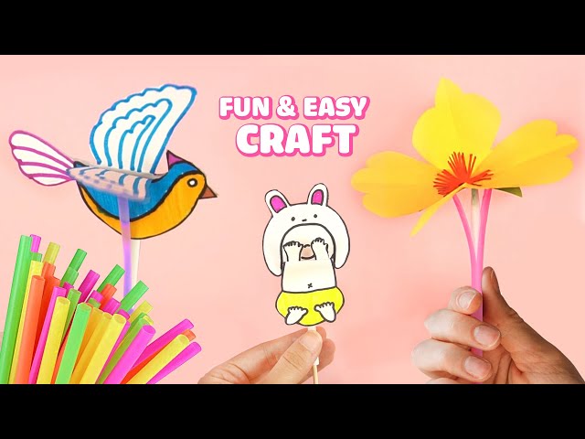 CRAFT AND FUN - 4 Super Cool drinking straws Crafts ideas | Easy craft