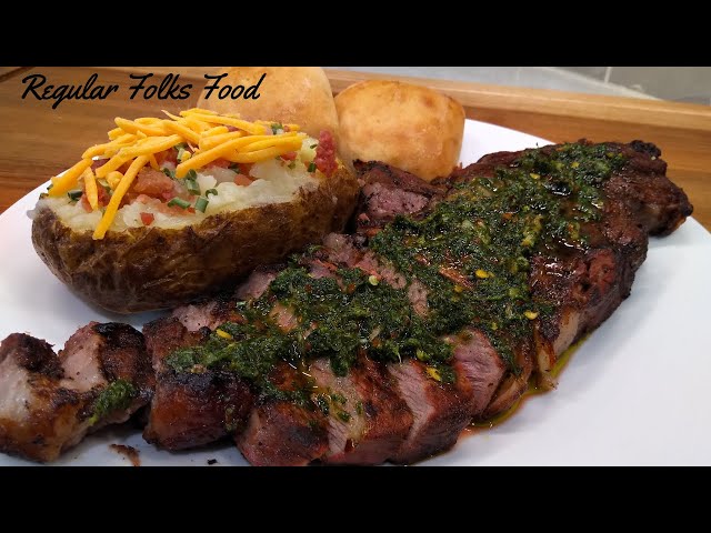 Grilled Brazilian Seasoned Rib Steak w/ Chimichurri
