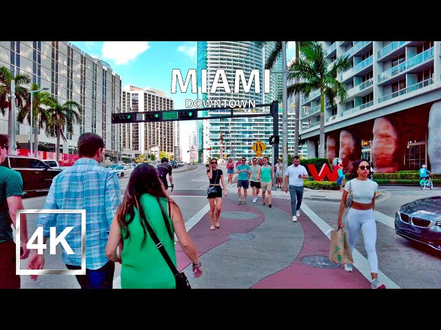|4K| Miami - Downtown Walk - Dubai of the USA - Vice City - Spring Break - HDR - Binaural (part 2)