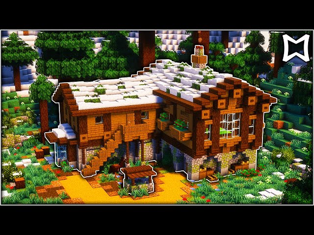 Minecraft ► How To Build A Winter Log Cabin | Mountain Lodge (Tutorial)