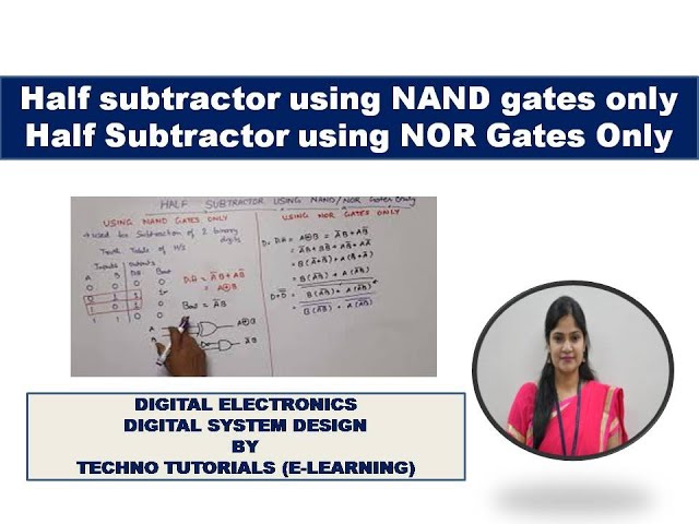 Half subtractor using NAND Gates | Half subtractor using NOR gates only | AKTU 2021-22 | question1.d
