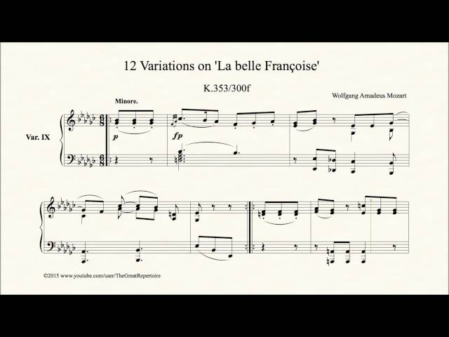Mozart, 12 Variations on La belle Francoise, K353 300f, Var 9
