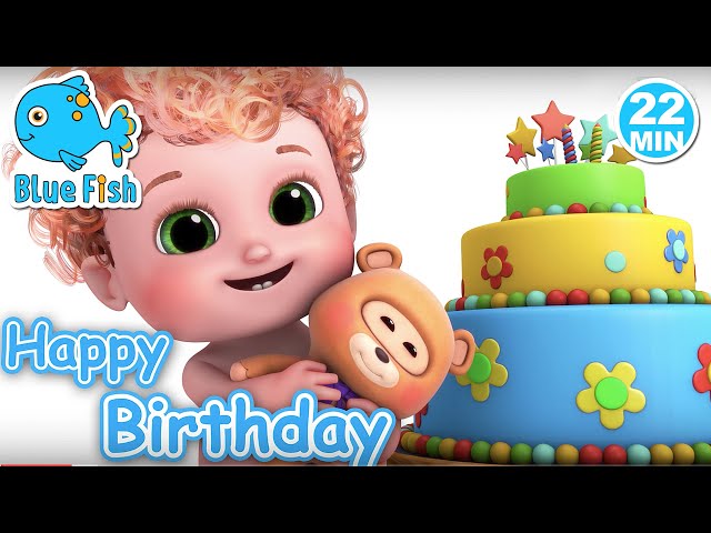 🎁Happy Birthday Song | Cartoon for kids | Nursery rhymes kids Songs | 4k baby rhymes | Blue Fish
