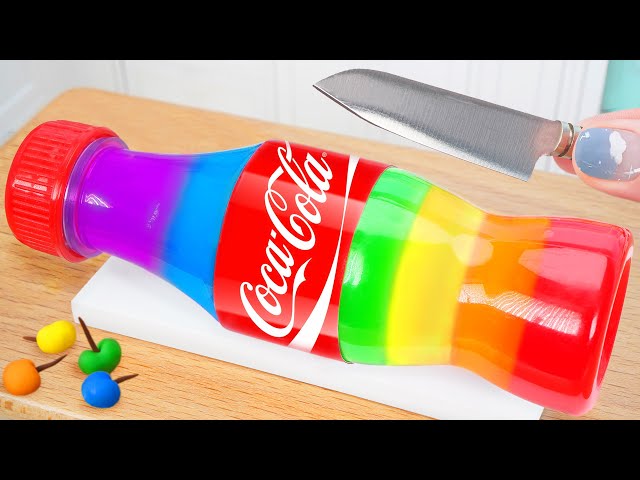 Rainbow Coca Cola Bottle Jelly 🌈 Making Coolest Miniature Fruit Jelly From The Bottle 😋 Mini Jelly