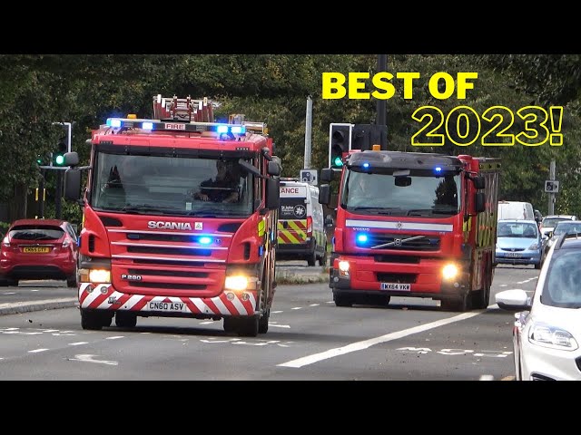 BEST OF 2023! - Fire Engines & Trucks Responding with Siren & Firefighter Action!