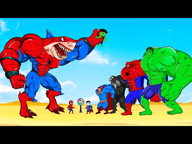 Rescue HULK Family & SUPERMAN, VENOM, BATMAN vs SHARK SPIDERMAN : Who Is The King Of Super Heroes ?