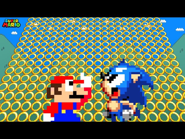 Can Mario vs Sonic Collect 999 Rings in New Super Mario Bros.Wii?? | Game Animation