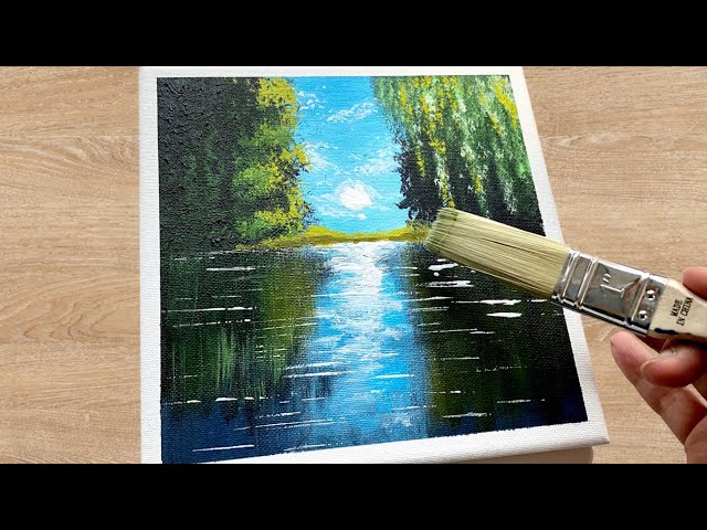 Lake Landscape / Acrylic Painting for Beginners / Daily Challenge #26