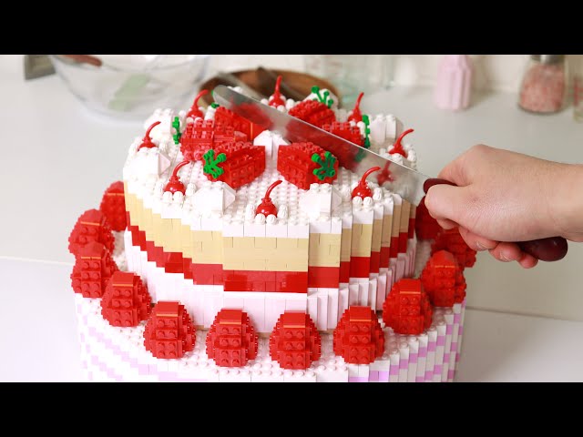 Lego Strawberry Double Layer Cake  /  Stop Motion Cooking ＆ ASMR