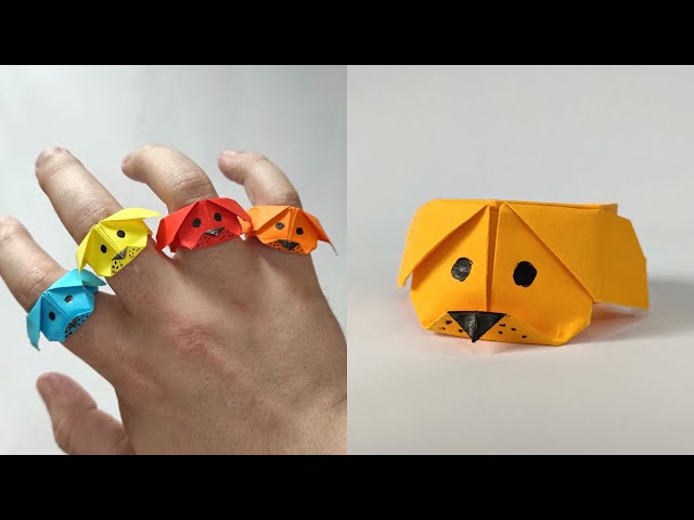Origami DOG RING | How to make a paper ring with dog