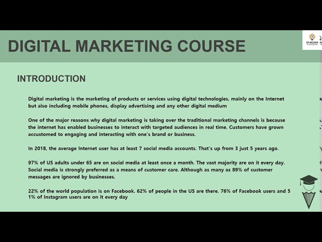 Class 1:Free Digital Marketing Course-Project of ZRbazzar Elearning Hub|Subscribe Our Channel