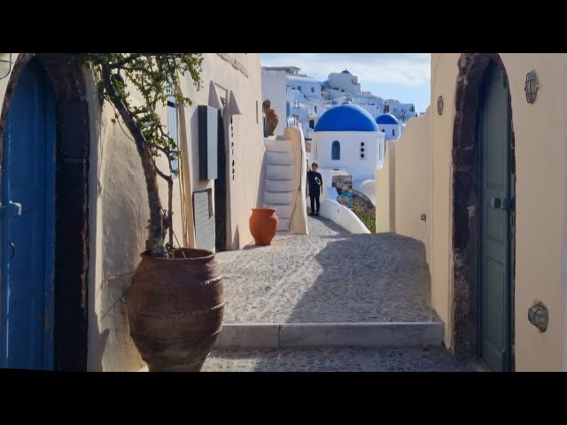 Walking tour Santorini Greece | Morning time | 4K 60 fps HDR