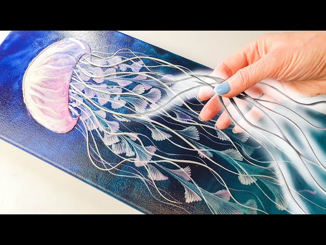 The ULTIMATE Jellyfish Art Technique! MUST WATCH - Acrylic Pouring + Glue Gun | AB Creative Tutorial