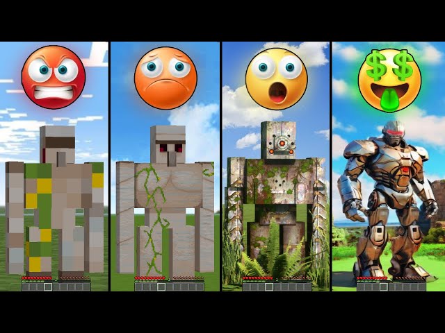 iron golem with different emoji in Minecraft