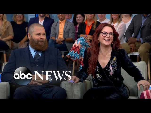 Nick Offerman and Megan Mullally talk 'The Greatest Love Story Ever Told'