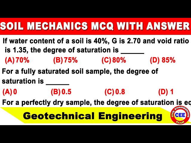 MCQ's for Soil Mechanics, foundation engineering mcq, geotechnical engineering mcq, GATE Preparation