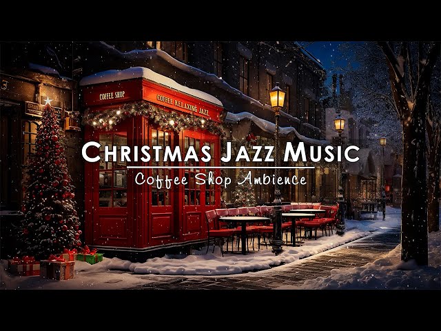 Smooth Christmas Jazz Piano with Snow Falling ☕ Christmas Coffee Shop Ambience | Winter Night Jazz