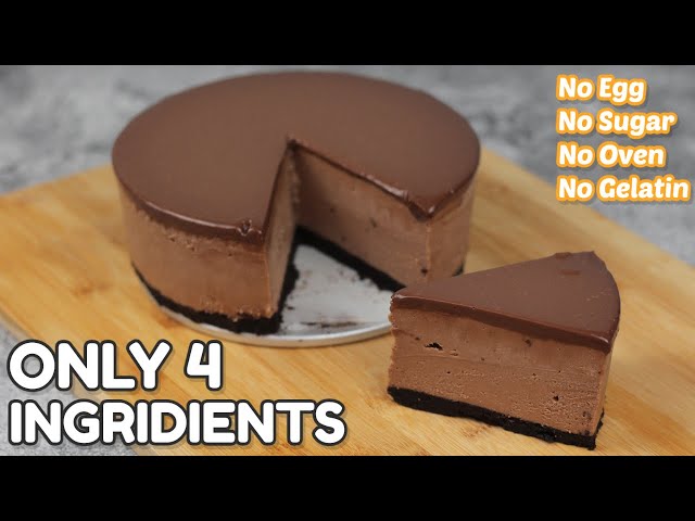 Chocolate Cheesecake 4 Ingredients only! | Cup Measurement, No Eggs, No Sugar, No Oven, No Gelatin