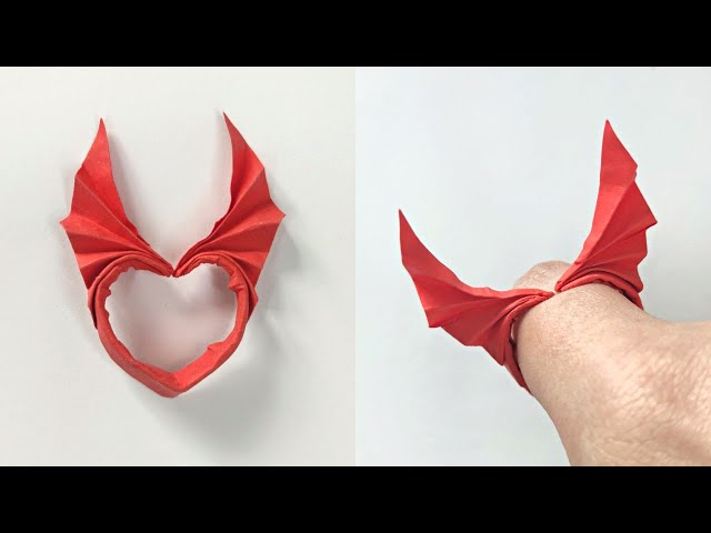 Origami WINGED RING | How to make a paper ring with wings