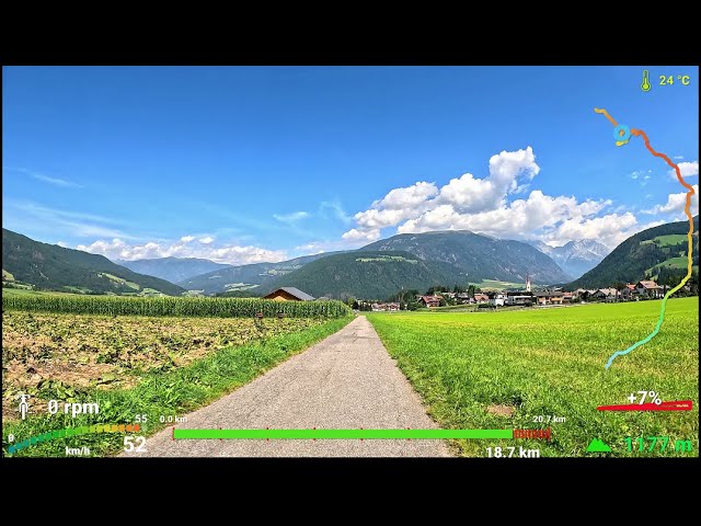 45 minute Indoor Cycling Fat Burning Workout Dolomites Italy Telemetry 4K Video