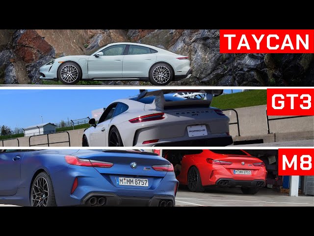 Porsche Taycan Turbo: Hear the Electric Porsche Sound vs Gas Porsche Sound (+BMW M8)