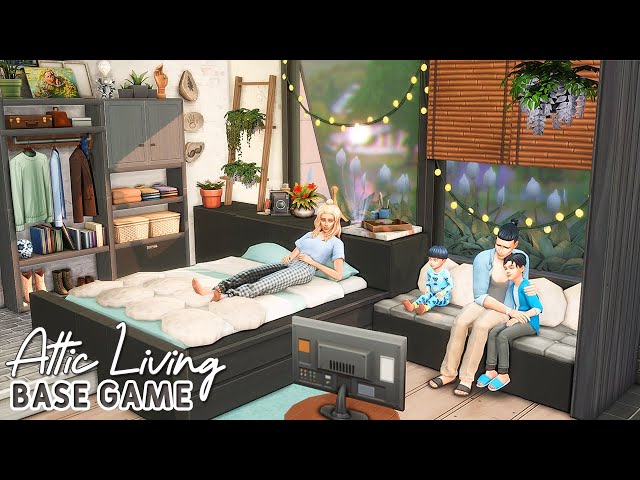 BASE GAME HOUSE | NoCC | Attic Family Apartment | Stop Motion | The Sims 4