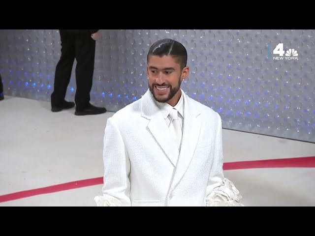 Bad Bunny Stuns Met Gala 2023 in Backless, White Suit Covered in Roses