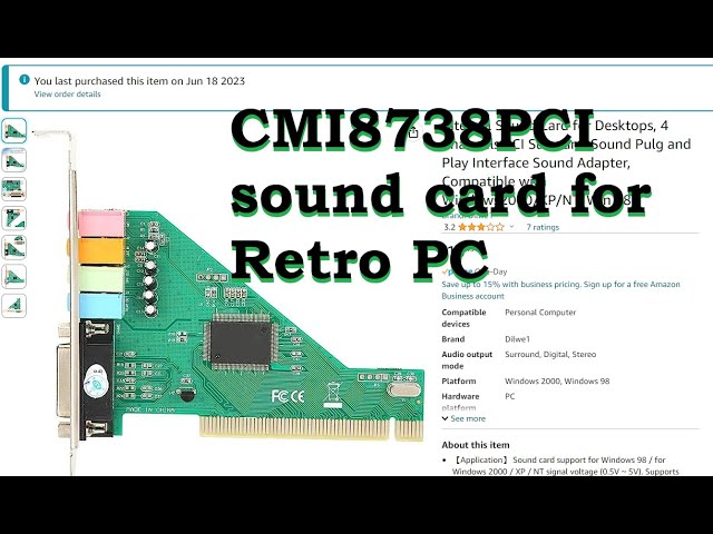 Unbox & Play an unknown brand CMI8738 PCI sound card in DOS/Win3.1/Win95