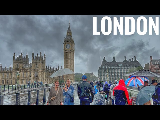 London Summer ☔️  | Rainy Central London Walk | 4K HDR | August 2023