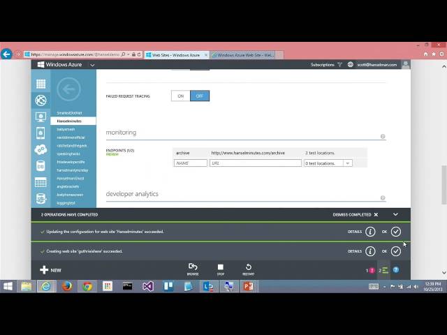 Scott Guthrie introduces Azure Web Sites and sets up Endpoint Monitoring - Azure Friday