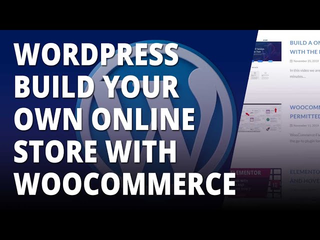 Wordpress Build Your Own Online Store With Woocommerce 👈
