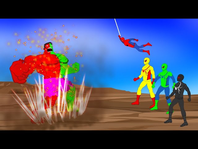 GIANT HULK RED BLUE vs Color Team Spider-Man [HD]
