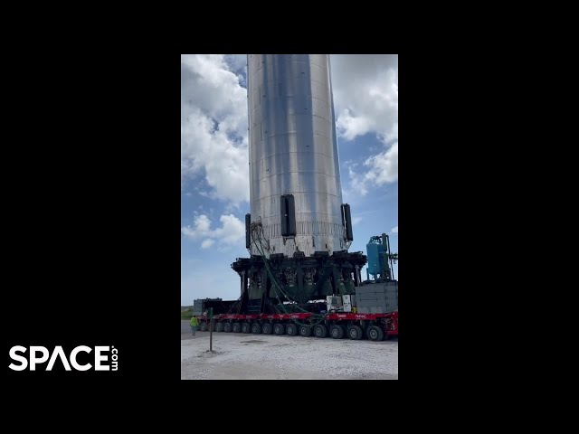 SpaceX Super Heavy Booster 4 rolled out to launch site