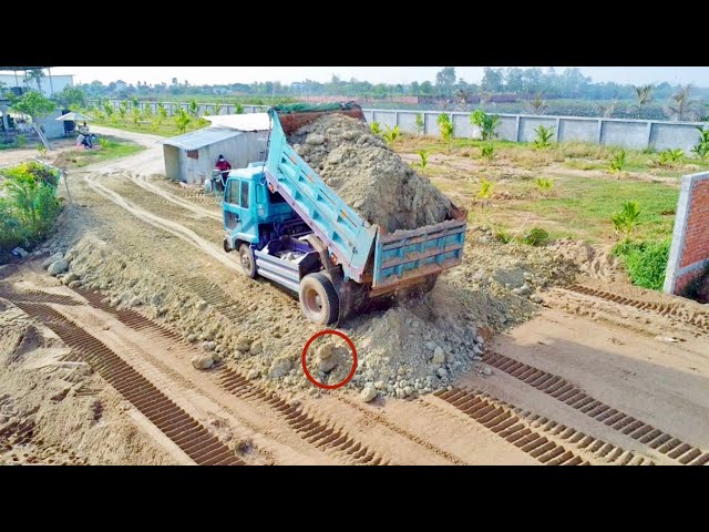 Incredible project!! Full process 100% Making new foundation road by Bulldozer D20P & 5T dump truck