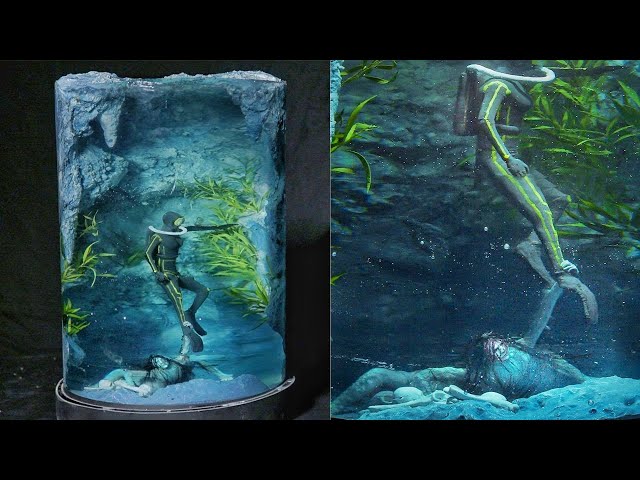 Dragged Under Scary Ocean Diorama - Thalassophobia - Resin art