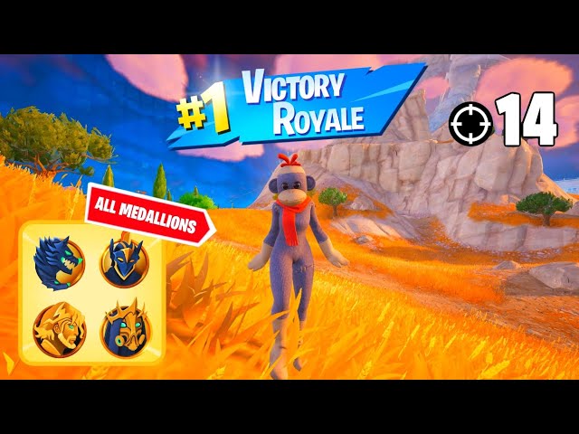 High Elimination Solo Win Gameplay | ALL MEDALLIONS | Fortnite Chapter 5 Season 2 Zero Builds