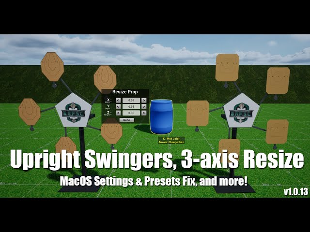 Practisim Designer Patch 1.0.13 - Loads of bug fixes, Upright swingers, 3-axis Resizing tool
