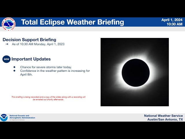 Monday, April 1st Briefing for the April 8th Total Eclipse