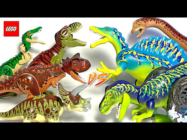 LEGO Jurassic World VS Playmobil Dinosaurs! T-Rex, Spinosaurus, Carnotaurus, Baryonyx, Velociraptor
