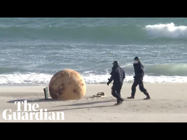 Japan baffled by iron ball washed up on beach