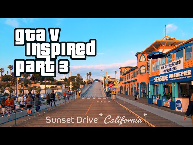 GTA5 Inspired Real Driving Part 3 - From Santa Monica to Malibu California at Sunset