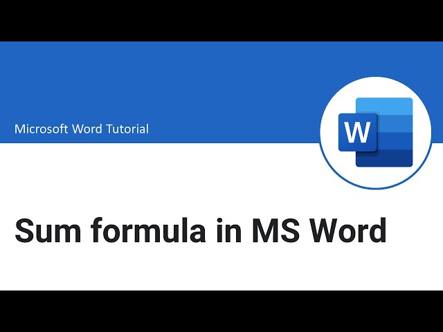 Sum formula in MS Word | MS Word Tutorial