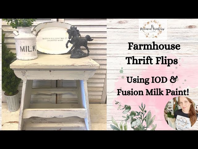 Farmhouse Thrift Flips using Fusion Milk Paint & IOD | Chippy Paint Upcycle | Trash to Treasure